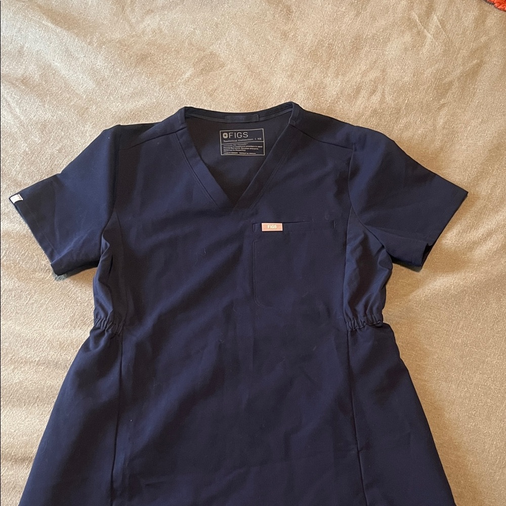 Figs Navy V-Neck Medical Scrub Top